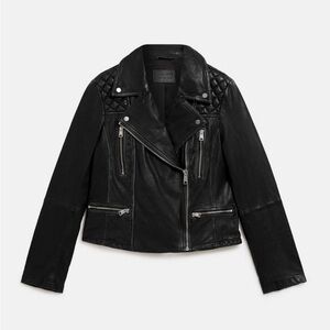 All Saints Cargo Distressed Leather Biker Jacket.